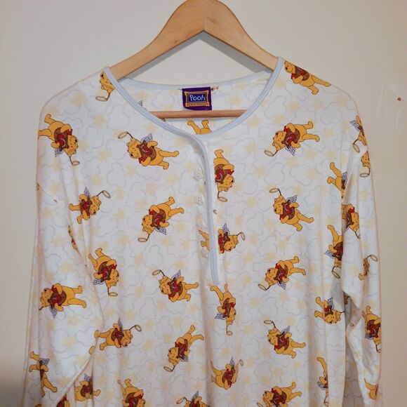 Vintage Pooh 100 Acre Collection Nightgown-Size 2X-Flannel-Star Button-Cupid-90s - Picture 2 of 9